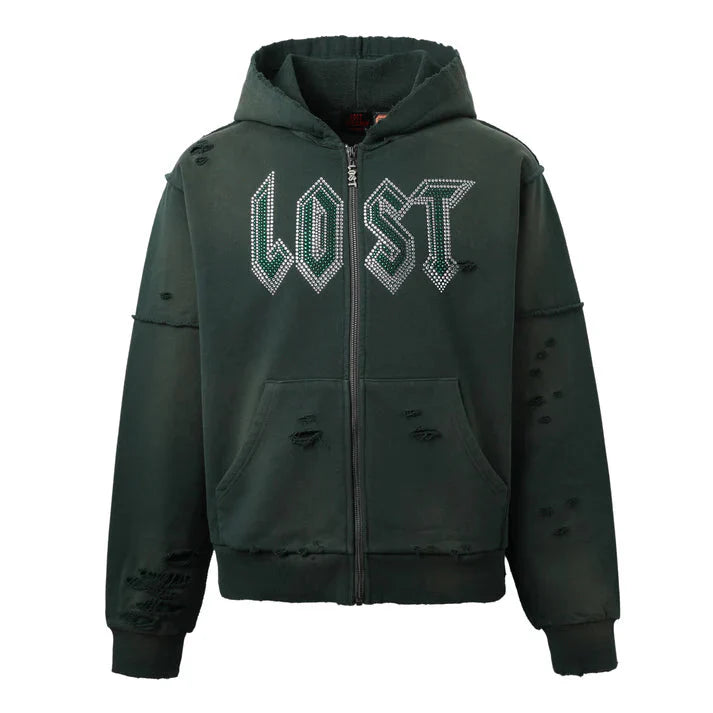 LOST INTRICACY Emerald Rhinestone Sweatsuit Set Green (men)
