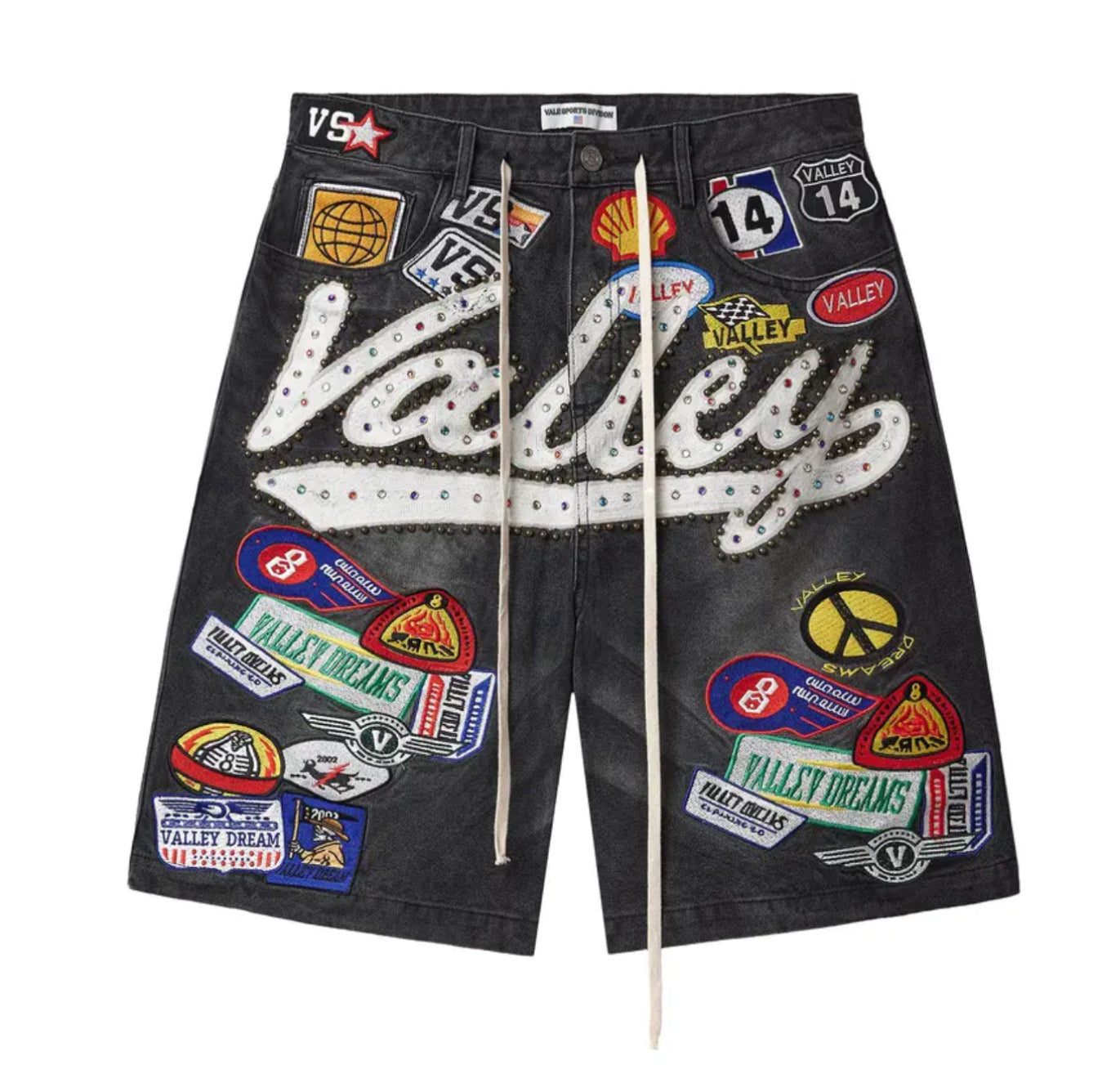 Vale 1980's Black Wash Jean Shorts
