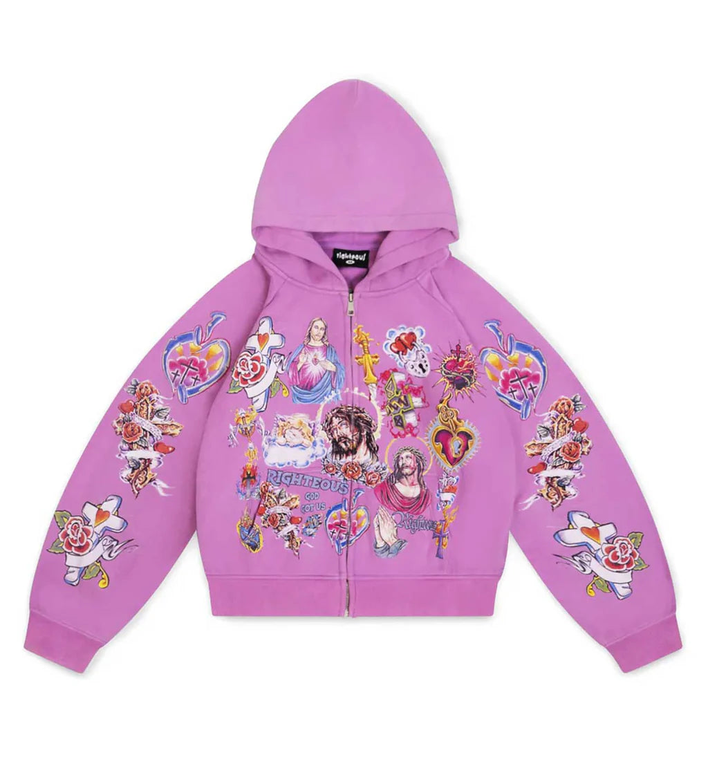 Righteous Risen King Zip Up Hoodie 'Purple'