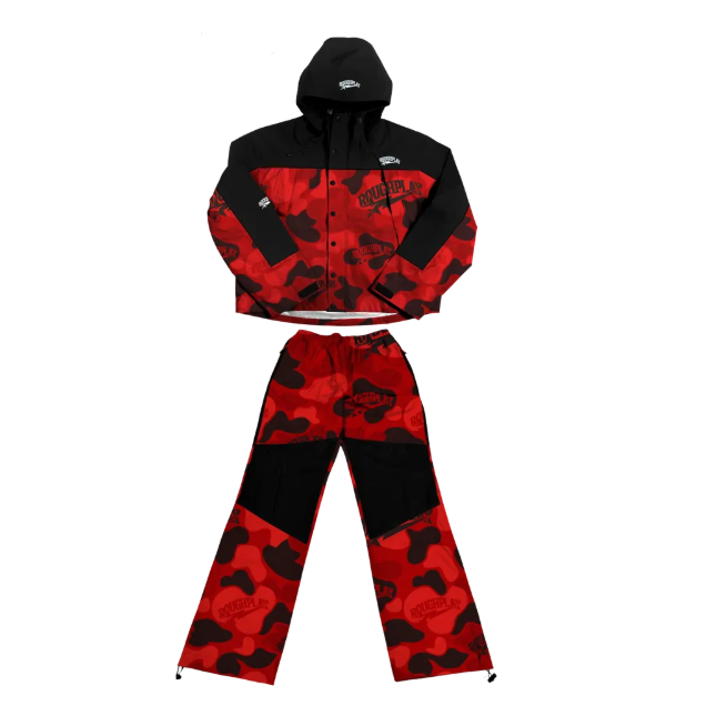 RoughPlay🩹Water Resistance Camo TrackSuit (RED)