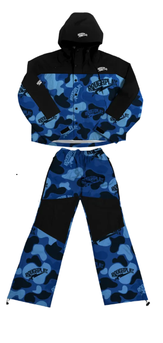 RoughPlay🩹Water Resistance Camo TrackSuit (BLUE)