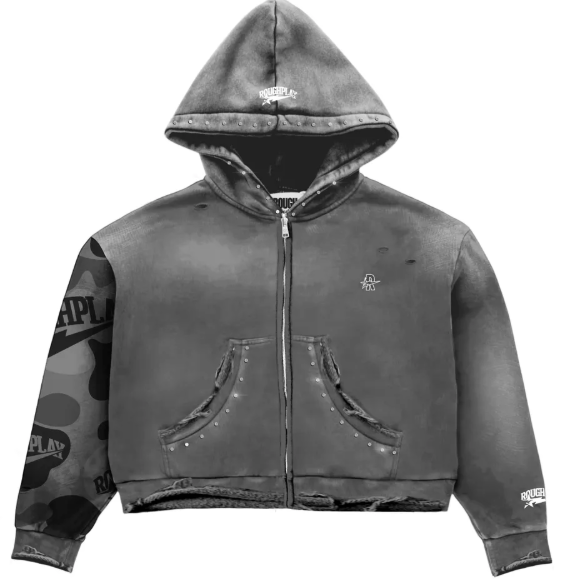 RoughPlay🩹Camo Sleeve Hoodie (GRY)