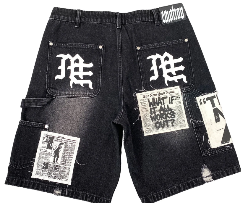 Mixed Emotions 'AI' Black Jean Shorts