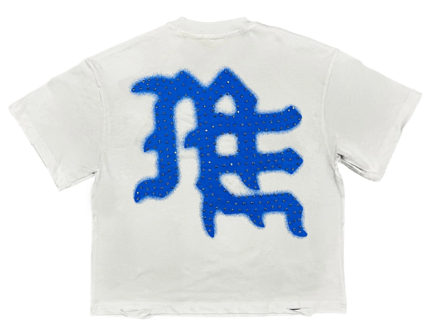 Mixed Emotions Rhinestone 'End' White/Blue T-Shirt