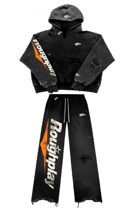 Roughplay Sweatsuit BLACK/ORANGE STRAIGHT LEG SET