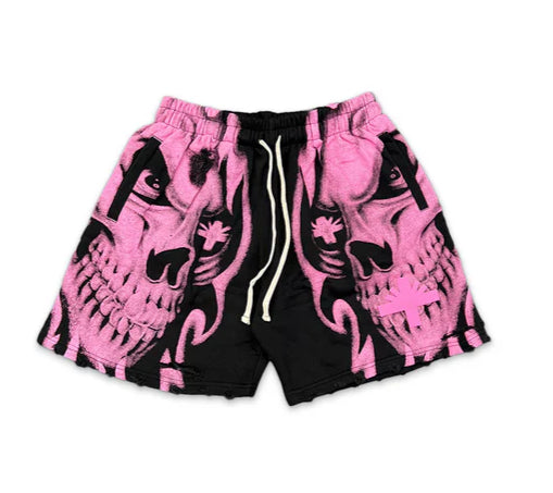 Vertabrae Skull Face Shorts "Black/Pink