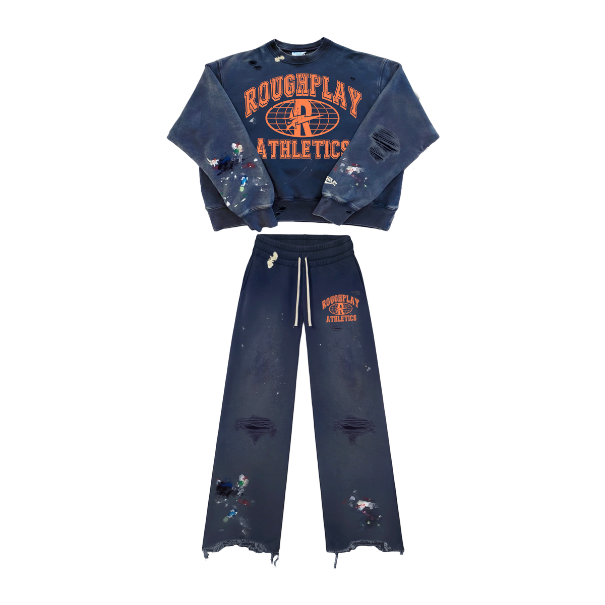 Roughplay NAVY/ORANGE CREW NECK SET