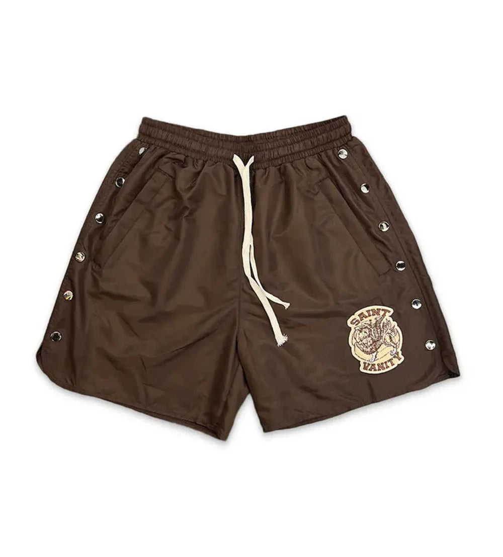 Saint Vanity Nylon Hooded Zip Up Set (Brown)