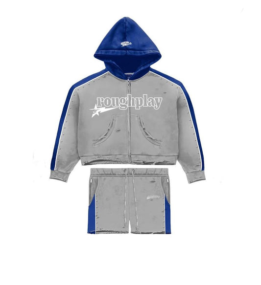 Roughplay Hoodie Short Set Gray/Blue