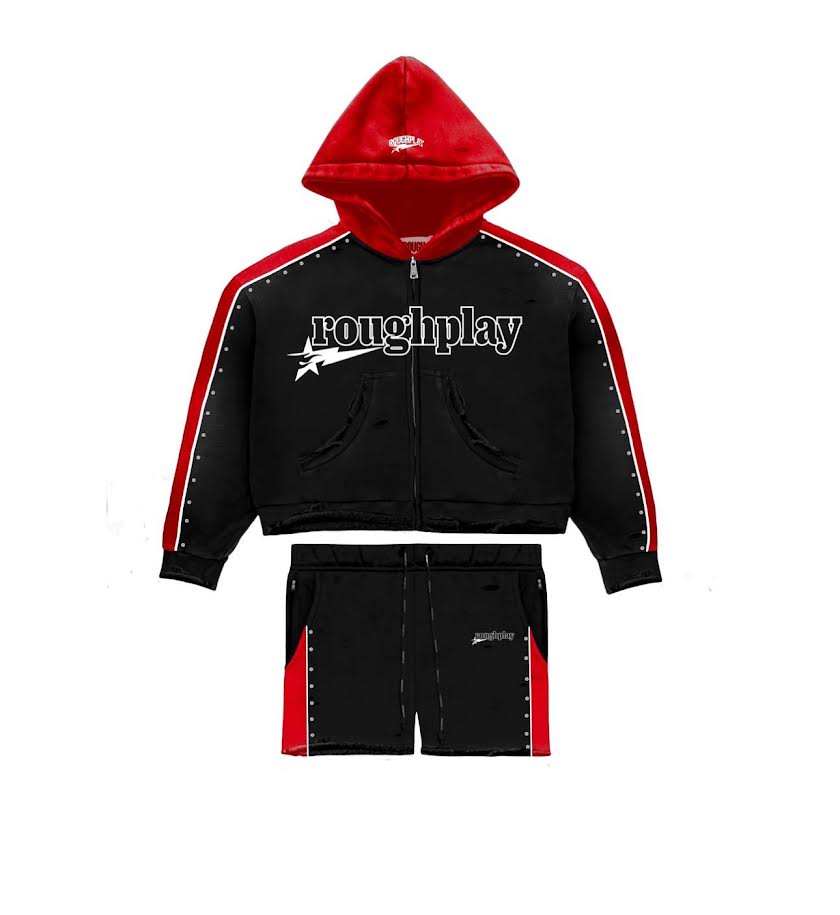 Roughplay Hoodie Short Set BLK/RED