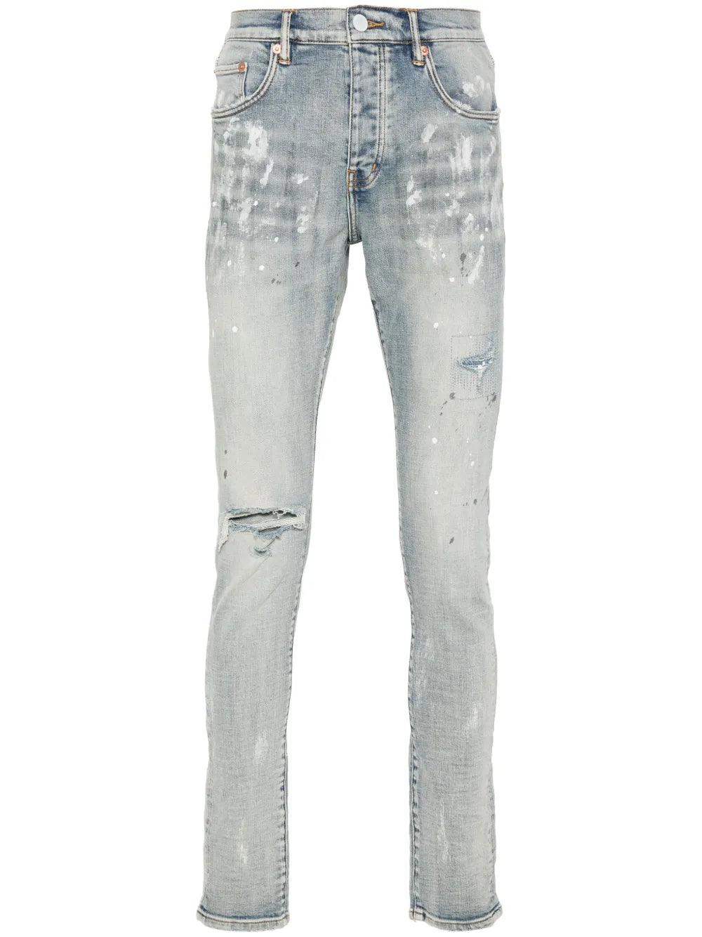PURPLE BRAND Paint Splatter Denim Jeans In Blue