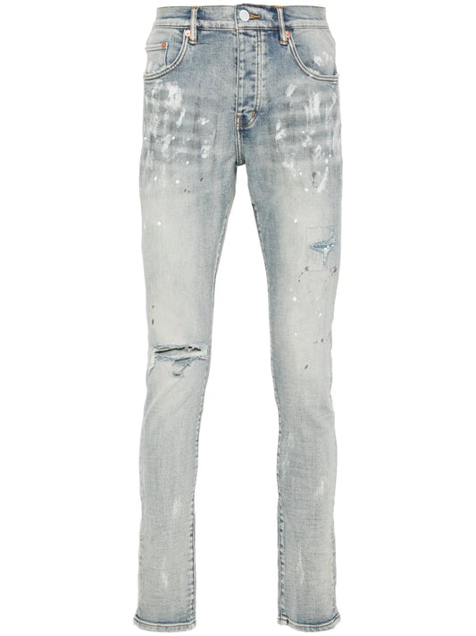 PURPLE BRAND Paint Splatter Denim Jeans In Blue