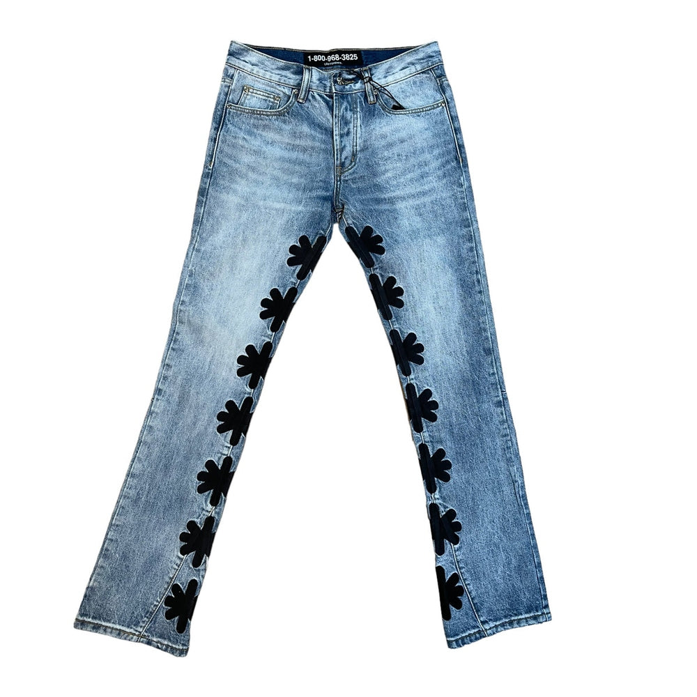 LostSHDW Lightwash Denim Jeans " Black Patches "