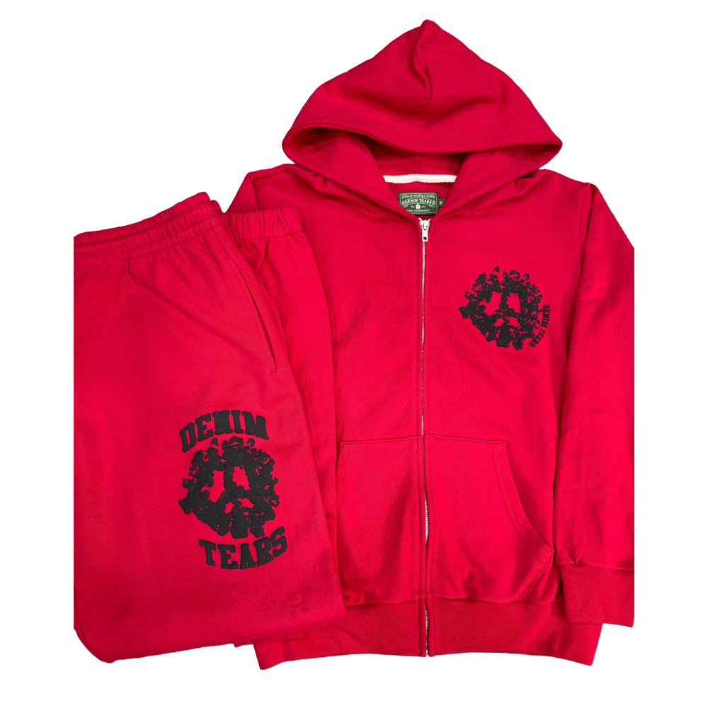 Denim Tears red zipup sweatsuit