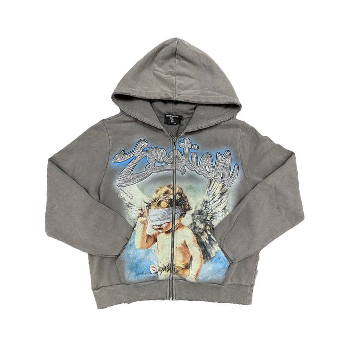 Mixed Emotions Grey “Rhinestone” Hoodie