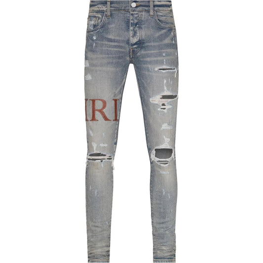 Amiri Leather Stitch Logo Jean 'Clay Indigo'