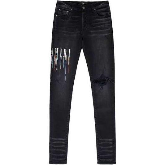 Amiri Paint Drip Logo Jeans " Black "