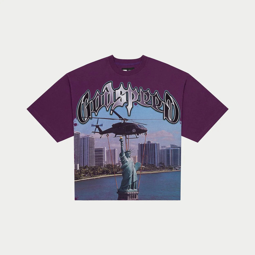Godspeed JFK to MIA T-Shirt (Purple Wash)