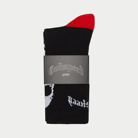 GODSPEED Skull Rose Sock (Black/Red)