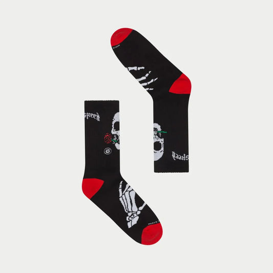 GODSPEED Skull Rose Sock (Black/Red)