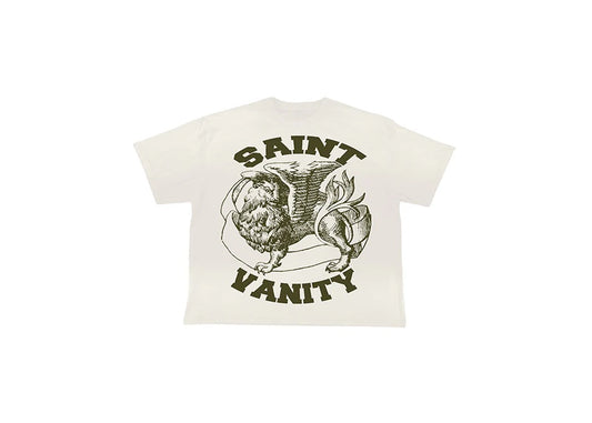 White & green Saint Vanity Classic Logo Griffin T-Shirt