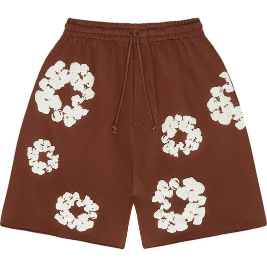 Denim Tear The Cotton Wreath Shorts” Brown “
