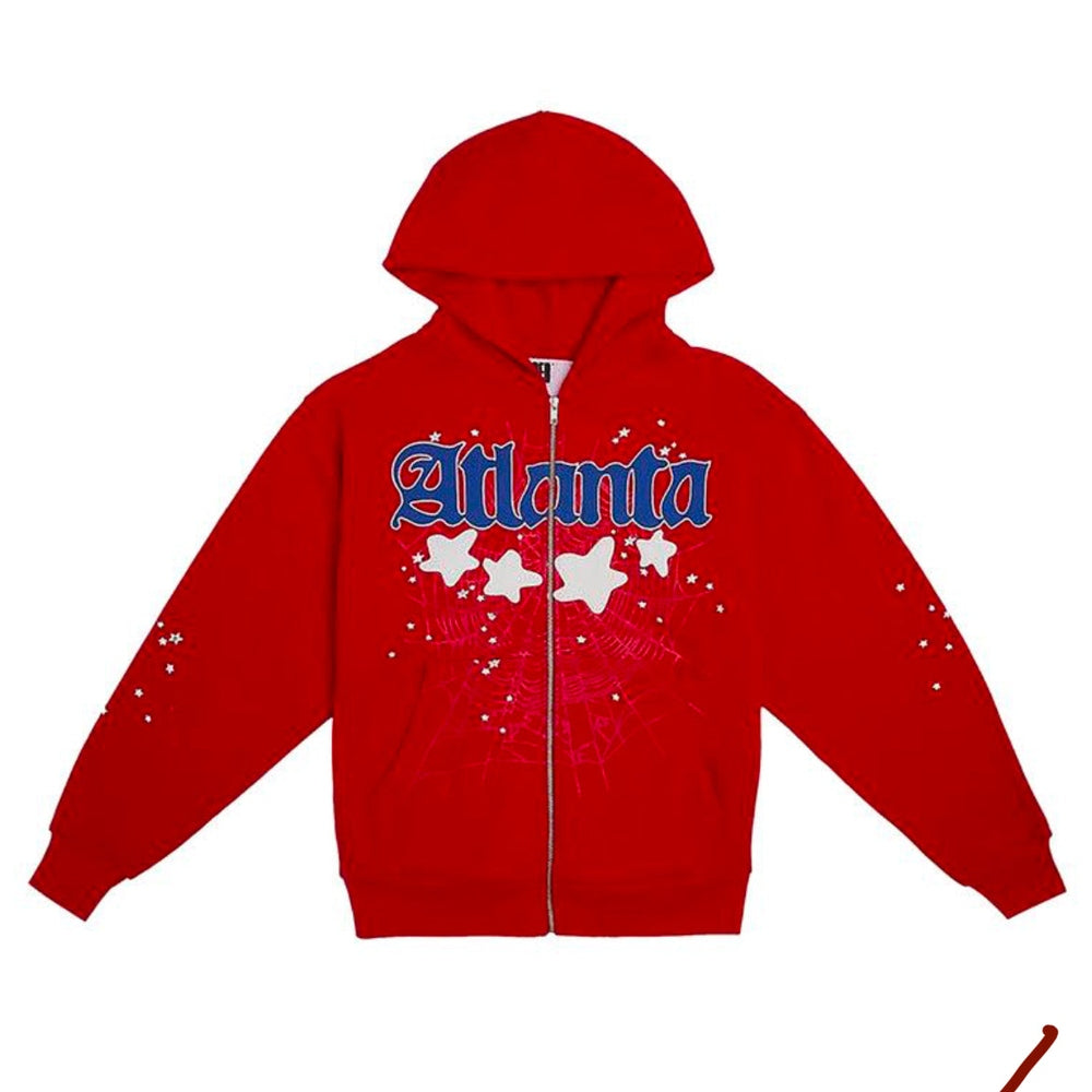 Sp5der atlanta red hoodie zip up