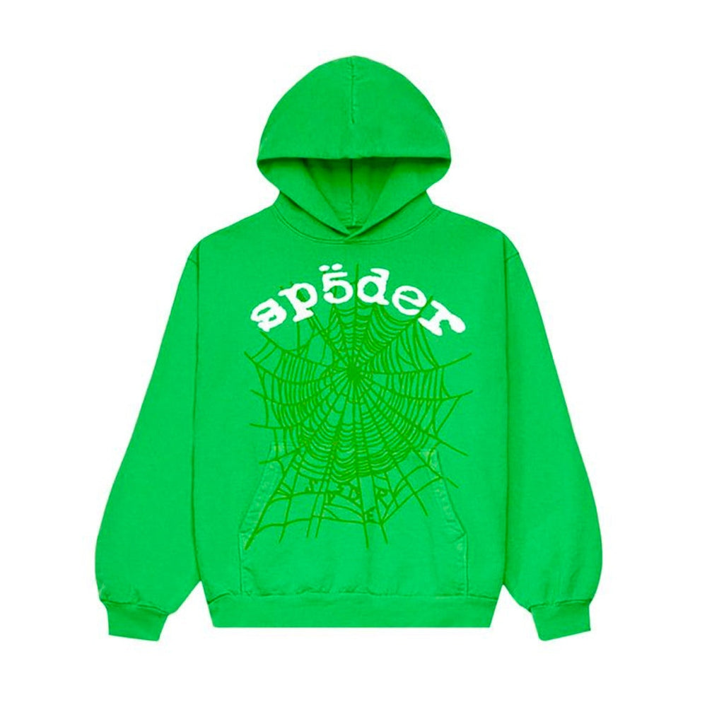 Sp5der orange sweatsuit neon green bedazzled