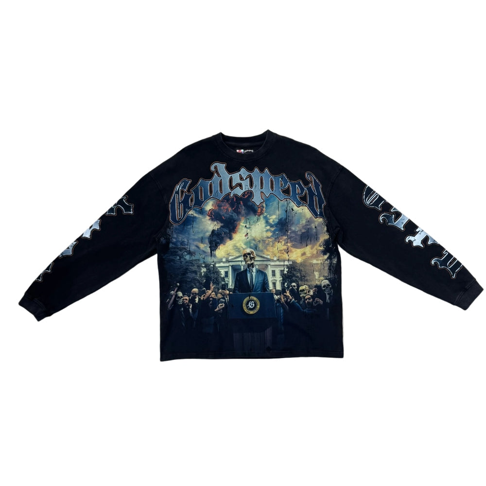 Godspeed out of many one black long sleeve