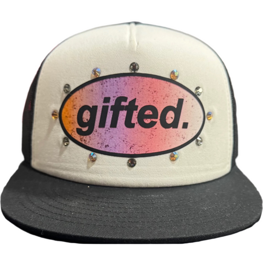 GIFTED Hat white, purple, orange, pink