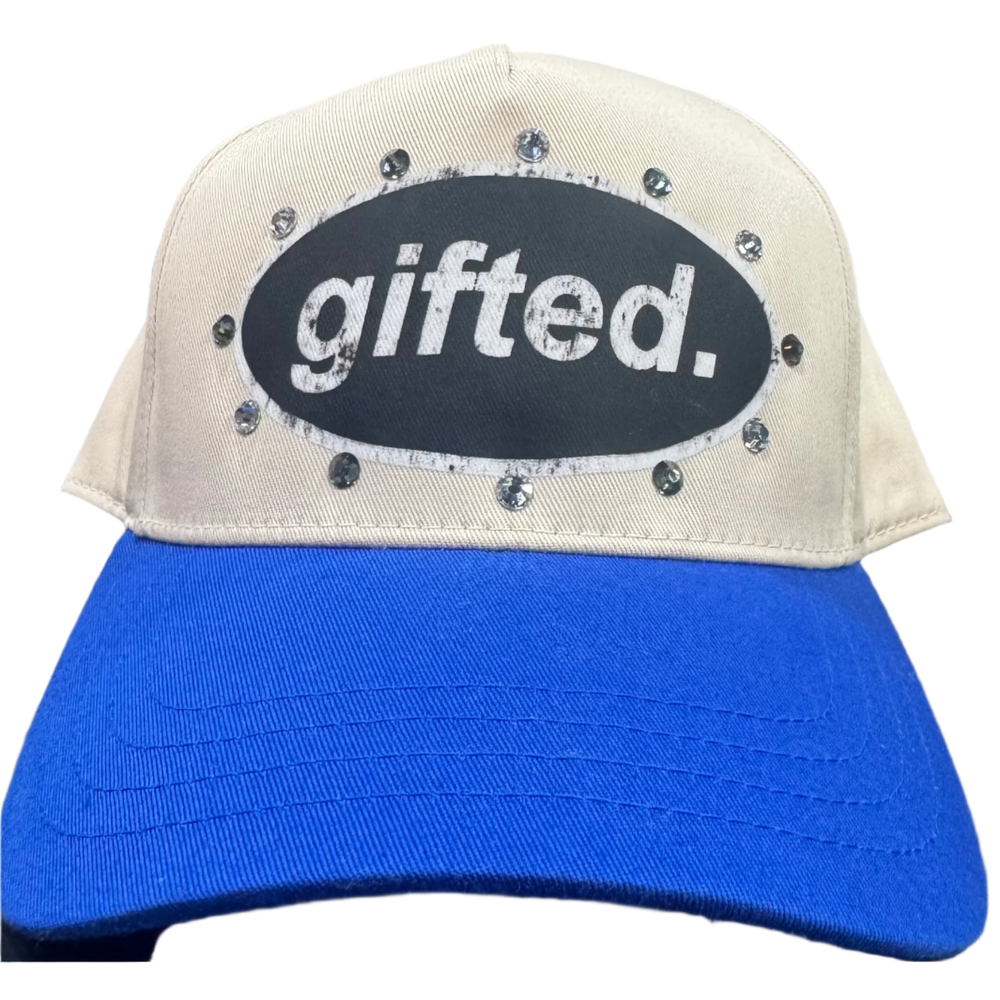 GIFTED Hat cream, royal blue, black