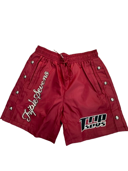 Triple 7 nylon red shorts
