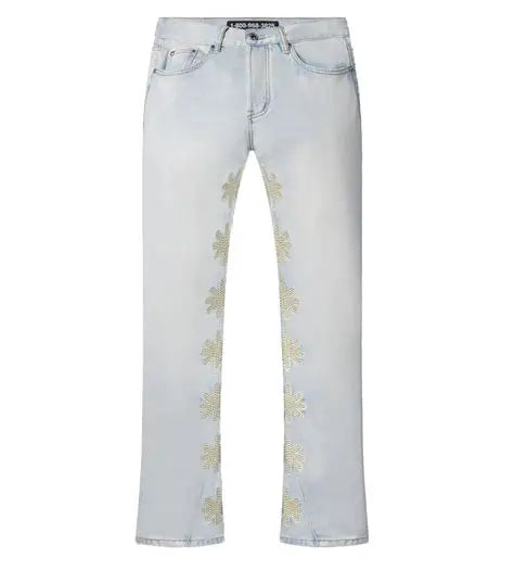 Lost SHDWS Blue/Bone Studded Denim Jeans