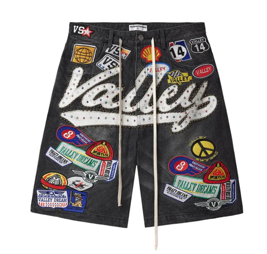 Vale 1980's Black Wash Jean Shorts