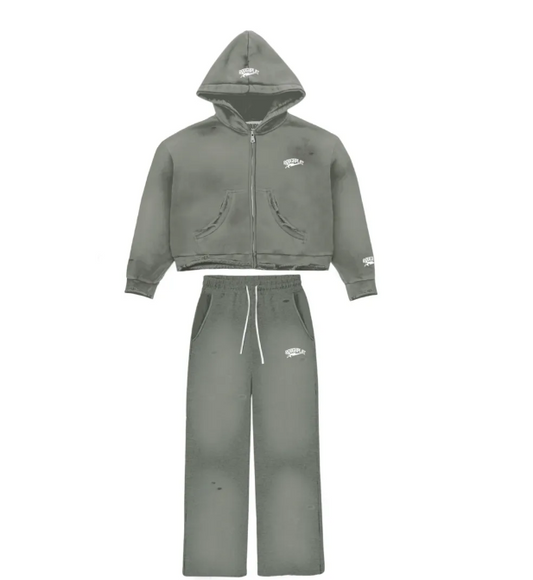 RoughPlay🩹Distressed Sweatsuit (KHAKI)