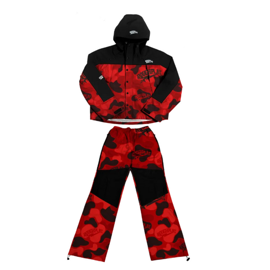RoughPlay🩹Water Resistance Camo TrackSuit (RED)