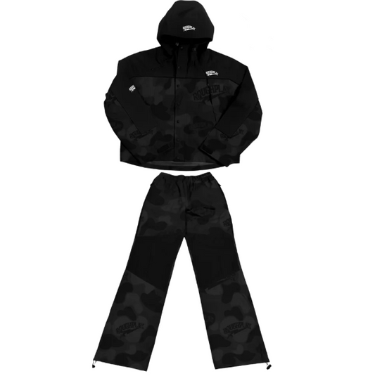 RoughPlay🩹Water Resistance Camo TrackSuit (BLK)
