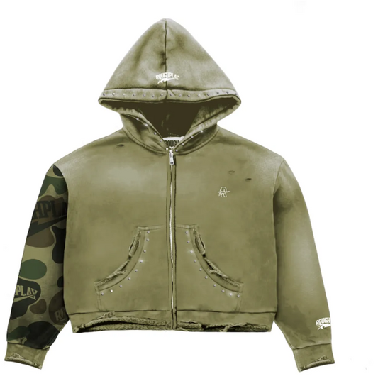 RoughPlay🩹Camo Sleeve Hoodie (GRN)