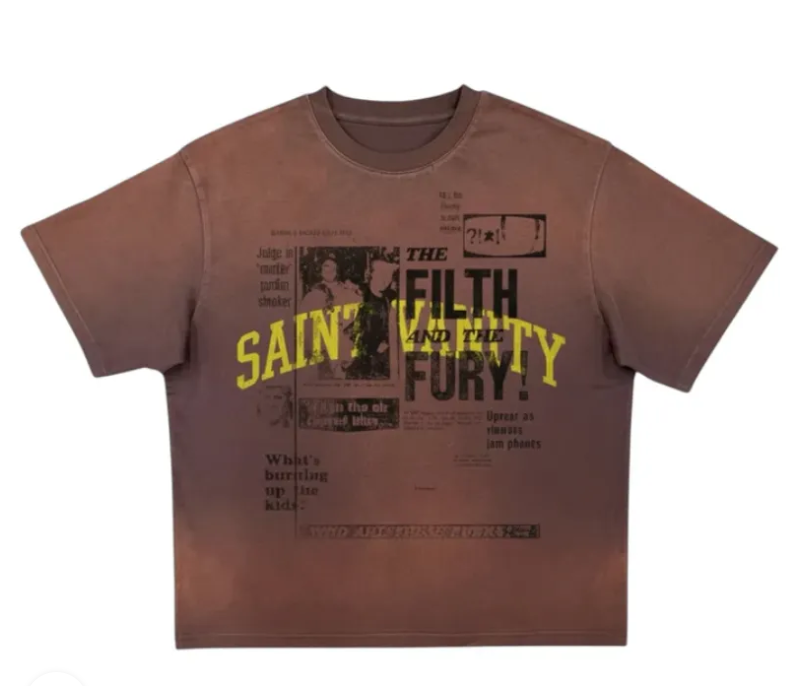 Sainty Vanity T-shirt 'Newspaper' Brown