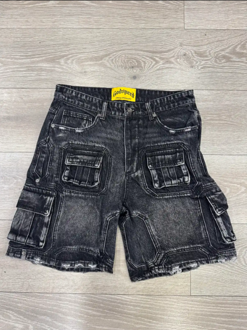 Godspeed Octagon Cargo Jean Shorts 'Black'