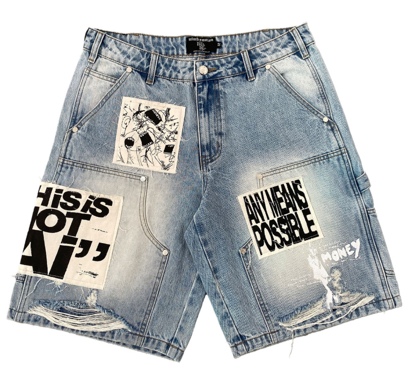 Mixed Emotions 'AI' Blue Jean Shorts