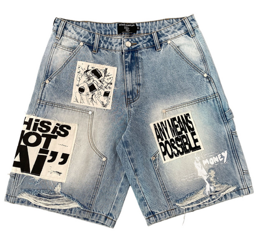 Mixed Emotions 'AI' Blue Jean Shorts