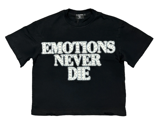 Mixed Emotion Rhinestone 'End' Black T shirt