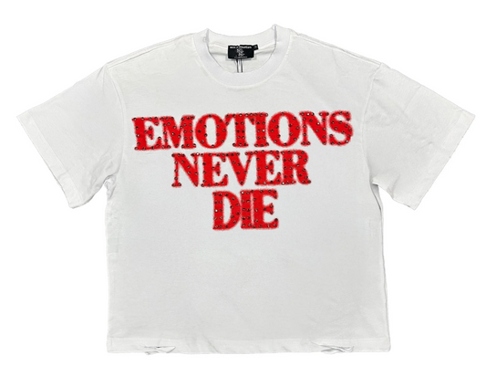 Mixed Emotions Rhinestone 'End' White/Red T-Shirt