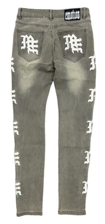‘Mixed Emotion Ash’ Grey Monogram Denim