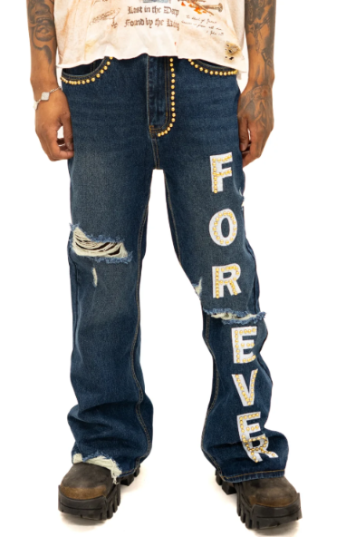 Forever By Forever Hungry Flared Jeans Dark Blue