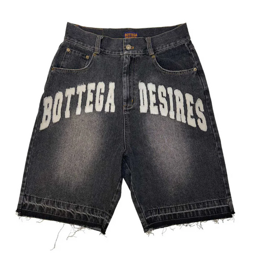 Bottega Desires 'Logo' Black Jean Shorts