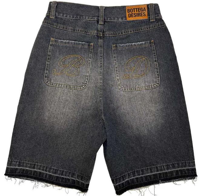 Bottega Desires 'Logo' Black Jean Shorts