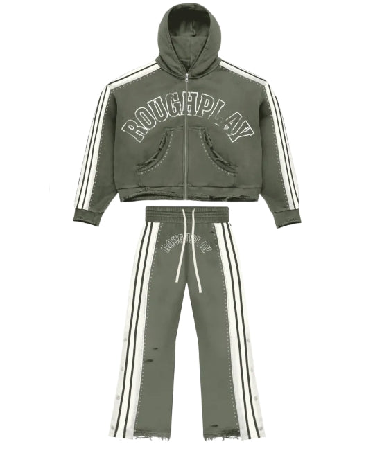 RoughPlay🩹Stripe Sweatsuit (OLIVE)
