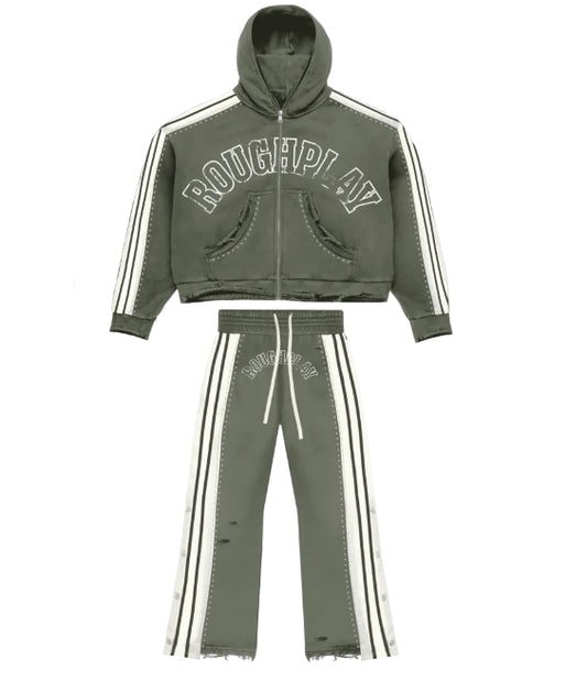 RoughPlay🩹Stripe Sweatsuit (OLIVE)